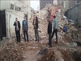 حضور وبازدید دکتر احمدی درمحل حادثه ریزش ساختمان و دستور تسریع کمک به آسیب دیده گان 